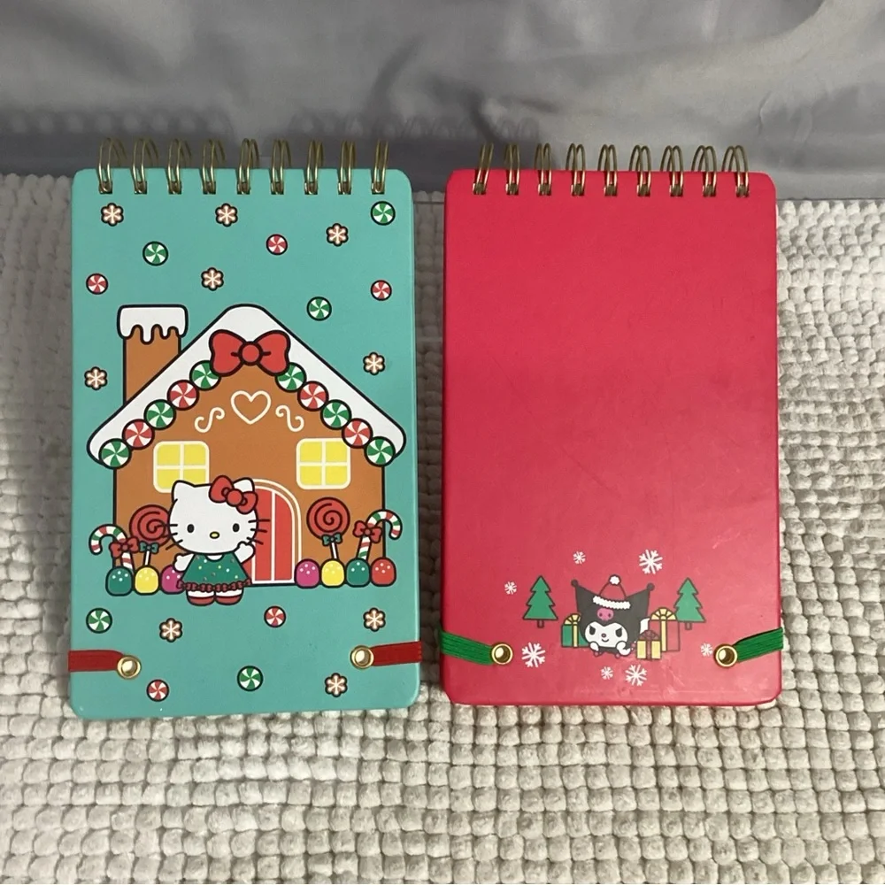 Hello Kitty Lot of 2 Spiral Top Notebooks 192pg Hardcover Christmas NEW Giftable